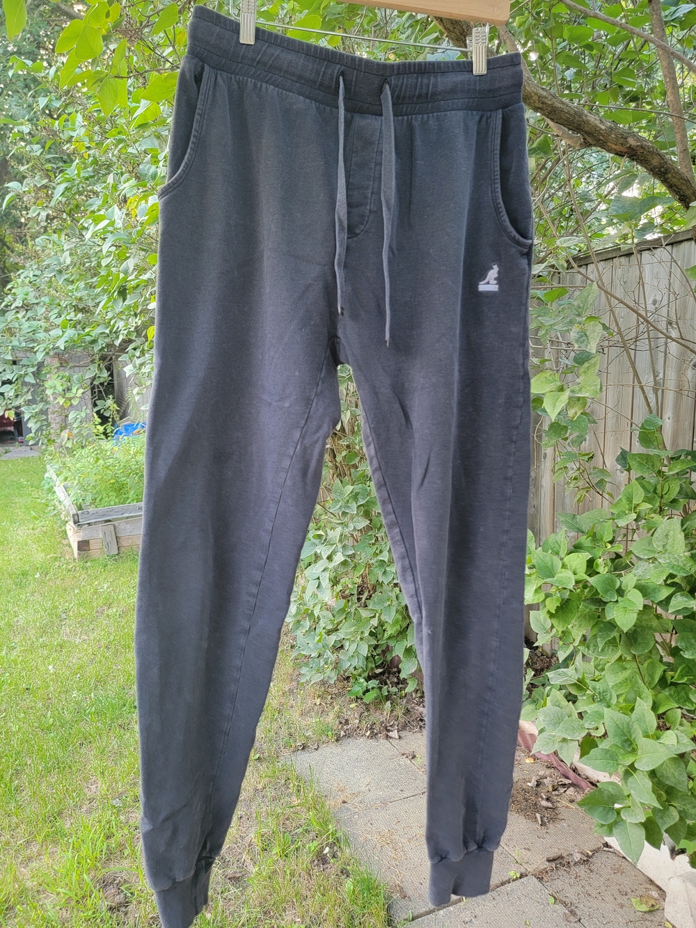 Men's Kangol Black Cotton Jogger Sweatpants with Drawstring